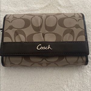 Coach Brown Monogram Fabric Wallet